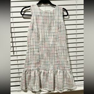 Sleeveless Tweed Dress with Ruffle Hem